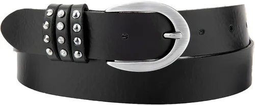 Stylischer Ledergürtel von Bernd Götz, Gr. 105, schwarz - Hochwertiger Gürtel aus weichem Nappaleder mit Swarovski-Kristallen und eleganter Hufeisen-Schließe. Ideal für Events und den Alltag, gefertigt aus nachhaltigen Materialien in Deutschland.