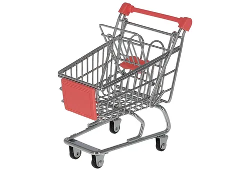 CEPEWA Spiel-Einkaufswagen Miniatur Einkaufswagen 9,5x14x12cm Eisen silber rot Handwagen