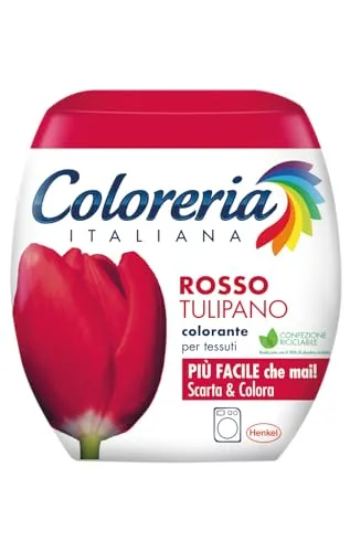 Coloreria Italiana Grau Farbstoff Stoffe und Kleidung in der Waschmaschine, Tulpenrot, 1 Packung