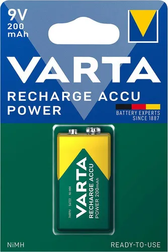 Varta 50x 9V NiMH Akku 200mAh Ready To Use LR61 PP3 56722 - Einweg-Batterien, Ready2Use Akkus, sofort einsatzbereit und behalten 80% ihrer Kapazität nach 1 Jahr Lagerung, ideal für energiehungrige Geräte.