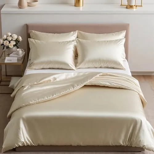 Cozyor Satin Bettwäsche 135x200, extra dick und weich - Bettwäsche-Sets aus edlem Satin, hautfreundlich und pflegeleicht. Mit robustem Reißverschluss für einfachen Wechsel und langlebiger Nutzung.