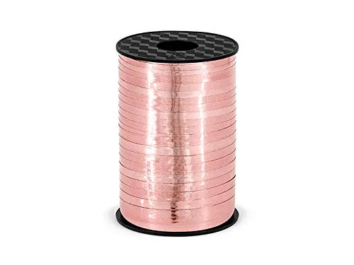 PartyDeco Farbband Pink Gold RosegoldPlastic Ribbon 5mm/225m auf Spule Dekoration Geschenkverpackung Party DIY Kostüm-Party Geburtstagsfeier