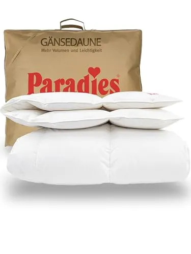 PARADIES Daunendecke 155x220 cm Winter 1.120g - Gabi 90 - Bettdecken: Hochwertige Winterdaunendecke mit 90% RDS-zertifizierten Gänsedaunen für optimale Wärme und Komfort in kalten Nächten. Pflegeleicht und waschbar bei 40°C.