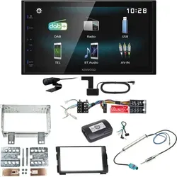 Kenwood DMX-125DAB Autoradio Einbauset für Kia Cee'd ED - Zubehör für Car HiFi, Komplettset mit Bluetooth, DAB+ und Lenkradfernbedienung, ideal für nahtlosen Einbau in Kia Cee'd (ED)
