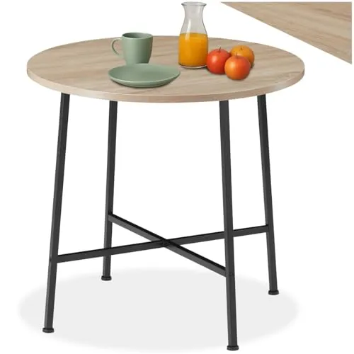 TecTake Esstisch Ennis 80x76cm - Industrial Holz hell, Eiche Sonoma - Moderner Esstisch im Industrial Style mit pflegeleichter MDF-Oberfläche und stabilem Stahlgestell. Ideal für vielseitige Wohnstile und einfach zu reinigen.