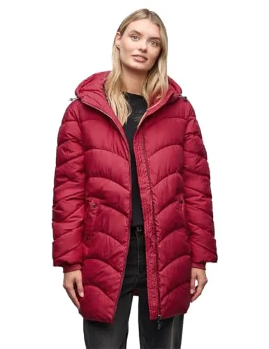 Street One Damen Midi Steppjacke - Stylische Damenjacke mit Kapuze und Tunnelzug. Praktische Seitentaschen und ein modernes welliges Steppmuster machen sie zum idealen Begleiter für die Übergangszeit.