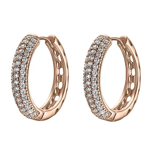 Heideman Ohrringe Charly Damen - aus hochwertigem Edelstahl - silber gold rosegold poliert - Ohrcreolen für Frauen mit Stein - Ohrschmuck 23mm Durchmesser