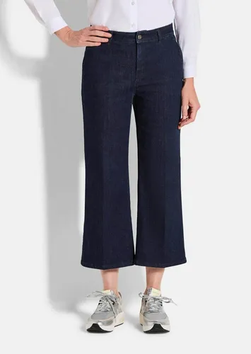 GOLDNER 5-Pocket-Jeans Weite 7/8-Jeans VERA mit Formbund Weite Denim-Culotte mit Bügelfalten, Mid Waist Bund, Gürtelschlaufen