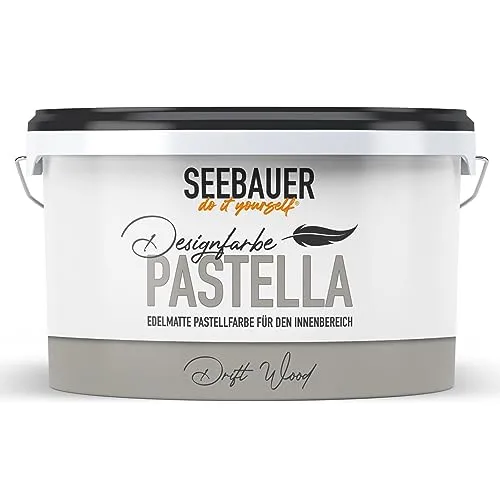 SEEBAUER diy Pastellfarbe PASTELLA Grau 2,5L (Drift Wood) Edelmatte Wandfarbe Grau Beige - Innenfarbe sehr hohe Deckkraft - Matt, Abwaschbar und Tropffrei