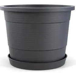 Plastard Blumentopf Terra Ø 54 cm mit Untersetzer - Anthrazit - Garten-Zubehör: Stilvoller und wetterfester Pflanzkübel mit effektiver Drainage und praktischem Untersetzer für gesundes Pflanzenwachstum.