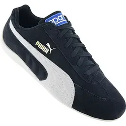 Puma x SPARCO Speedcat OG Sneakers - Motorsport Schuhe Schwarz 306725-01 - Elegante Motorsport-Sneakers in Schwarz-Weiß mit atmungsaktivem Leder-Obermaterial. Ideal für Freizeit und Sport, bieten sie maximalen Komfort und hervorragende Traktion durch die strapazierfähige Gummiaußensohle.