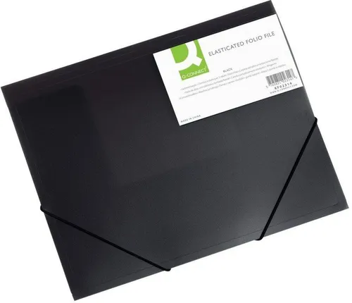 Q-CONNECT A4 mit Klappen und Gummiband, transparent schwarz
