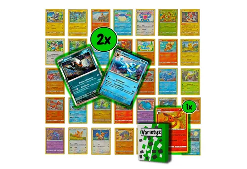 Varietyz Sammelkarte 50 verschiedene Pokemon Karten Deutsch Original Karten Set - 2 Holos