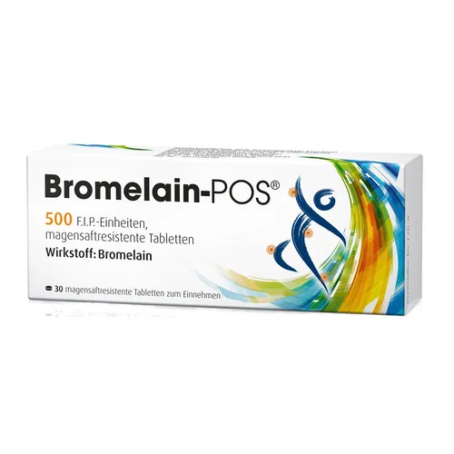 BROMELAIN POS magensaftresistente Tabletten 30 St - Pflanzliche Tabletten zur Unterstützung bei Schwellungen und Blutergüssen, ideal für den täglichen Einsatz nach Verletzungen oder Operationen.