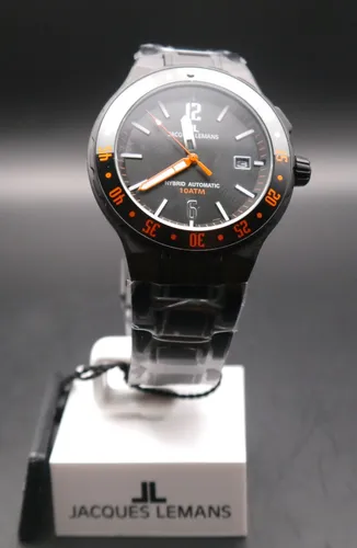 Jacques Lemans 1-2109I Hybromatic Herrenuhr 42mm - Schwarz - Herrenuhren mit Automatikwerk, wasserdicht bis 10 ATM und sportlichem Design. Ideal für stilbewusste Männer.
