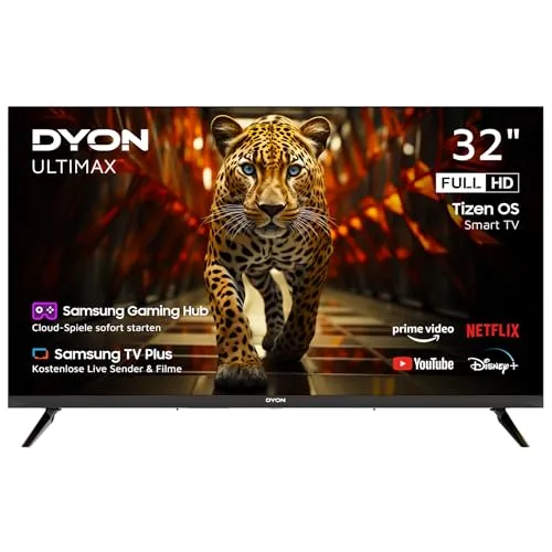 DYON ULTIMAX 32F-TI - 32 Zoll Full-HD Smart TV, Tizen OS mit Samsung Smart Gaming Hub und Triple Tuner für grenzenloses Entertainment