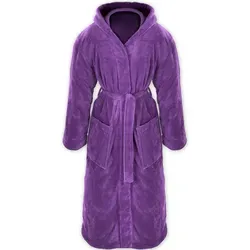 Gräfenstayn Unisex-Bademantel XXXL Lila mit Kapuze - Kuscheliger Flanell-Bademantel in XXXL für maximalen Komfort. Mit Kapuze, Fronttaschen und Gürtel – ideal für entspannende Momente zu Hause.