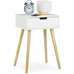 Moderne weiße Nachttisch Nachtkommode mit 1 Schublade - Stylische Nachtkonsole aus MDF, ideal für kleine Schlafzimmer, mit praktischer 1 Schublade und kompakten Maßen von 40x30x60 cm.