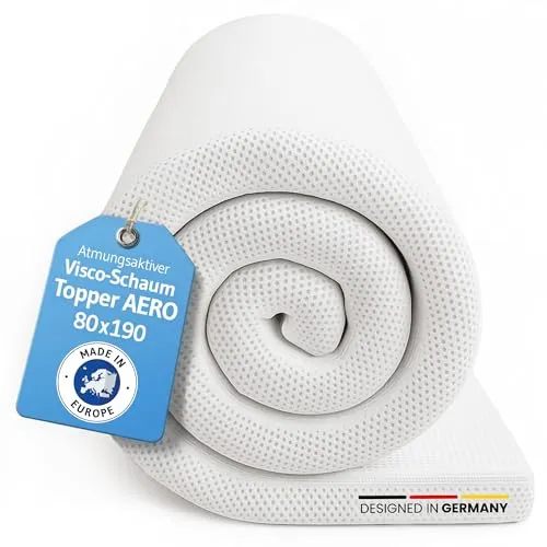 Topper 80x190 AERO - Ergonomischer Matratzentopper mit Innovationspreis 2025 - Matratzentopper aus hochwertigem Memory Foam, sorgt für optimale Druckentlastung und gesunden Schlaf, atmungsaktiver Mesh-Bezug für einfache Hygiene und langlebigen Komfort.