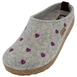 HAFLINGER Grizzly Cuoricini Filzpantoffel Herz - Bequeme Hausschuhe mit Korkfußbett - Hausschuhe aus hochwertigem Schurwollfilz, mit anatomischem Kork-Latex-Fußbett für optimalen Halt und Fußgesundheit, rutschfest und schick im Design.