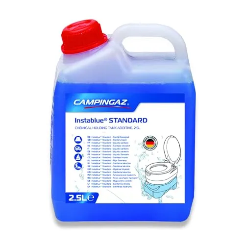 Sanitärzusatz INSTABLUE 2,5L - Effektiver Geruchsstopper - Flüssiger Sanitärzusatz für Abwassertanks, zersetzt Fäkalien und sorgt für frischen Duft. Ideal für den Einsatz in mobilen Toiletten und Senkgruben. Füllmenge: 2,5 Liter.