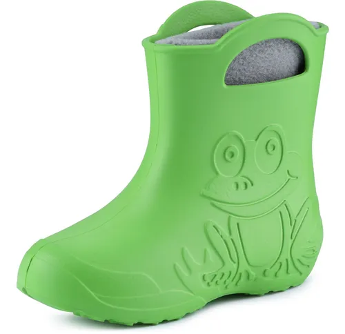 Ladeheid EVA Kinder Gummistiefel gefüttert LA-CA-03 (Grün/Grau, 28/29 EU) - Stiefel für Jungen, federleicht mit hervorragender Wärmeisolierung und rutschfester Sohle für sicheres Spielen bei jedem Wetter.
