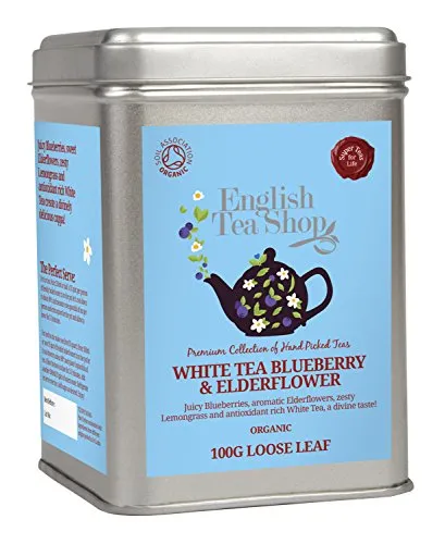 ETS - Weißer Tee Blaubeere & Holunderblüte BIO | loser Tee nachhaltig angebaut & handgeerntet | zart lieblich fruchtig & harmonisch - 100g Dose