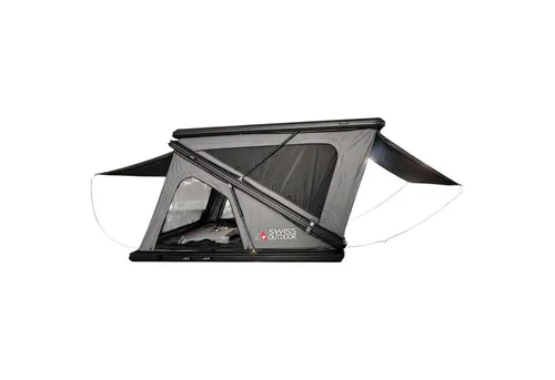 SWISS OUTDOOR Auto Dachzelt POP-UP PREMIUM - Zelt für Auto mit Aluminium Hartschale, ideal für komfortables Schlafen im Freien und schnelles Auf- und Abbauen.