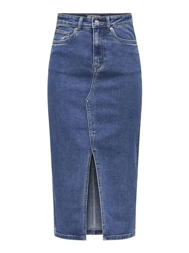 ONLY Onlsiri Front Slit Skirt DNM Gua Noos - Stylischer Jeansrock für Damen von ONLY mit modischem Schlitz, perfekt für lässige Outfits und den Sommer.
