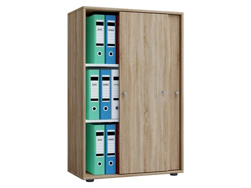 VCM Büro Lona XL, Sonoma-Eiche mit Schiebetüren - Büroschrank in Sonoma-Eiche, zeitloses Design und hochwertige Verarbeitung, ausgestattet mit stabilen Fachböden für ausreichend Stauraum.