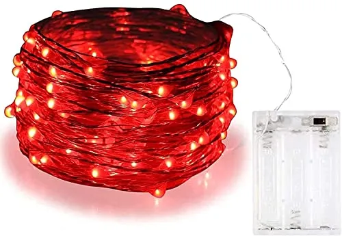 BOLWEO LED Lichterkette, 10Ft/3M 30Leds Weihnachtsschnur- Outdoor String Batterie Betrieben, Wasserdicht für Weihnachtsbaum CHRISTMAS, Festlich, HÄUSER ETC (Rot)