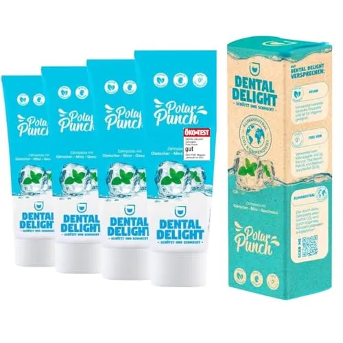 DENTAL DELIGHT Polar Punch Zahnpasta (TESTSIEGER), Vegane Zahnpasta mit Geschmack, Zahncreme (Minze, 4er Pack)