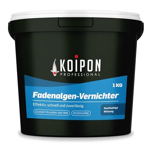 KOIPON Fadenalgen-Vernichter 1kg - Effektiver Fadenalgen-Vernichter für Teiche, phosphatfrei und auf natürlichen Inhaltsstoffen basierend. Ideal zur präventiven Reinigung und Pflege von Gartenteichen.