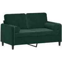 vidaXL 2-Sitzer-Sofa Dunkelgrün mit Zierkissen - Stylisches 2-Sitzer-Sofa aus weichem Samt, ideal zum Entspannen. Mit robustem Metallgestell und abnehmbaren Kissenbezügen für einfache Reinigung.