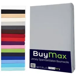 Buymax Spannbettlaken 2er Set - Jersey Baumwolle, Gummizug, 140x200 cm, grau/silber - Praktisches 2er Set Spannbettlaken aus 100% Baumwolle mit rundum Gummizug. Passend für Matratzen bis 25 cm Höhe. Pflegeleicht und waschbar bis 60°C. Ideal für einen komfortablen Schlaf!