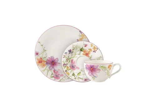 Villeroy & Boch Kaffee-Service Mariefleur Basic, 18-teilig - Kaffeeservice für 6 Personen aus edlem Porzellan mit floralem Design, mikrowellen- und spülmaschinenfest, ideal für stilvolle Kaffeerunden.