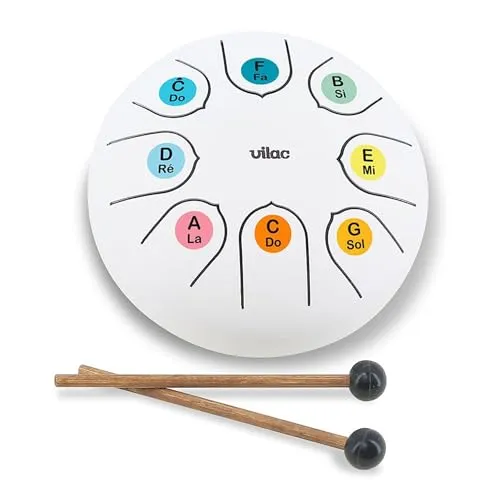 Vilac Tongue Drum Musikspielzeug für Kinder 5y+ - Steel Pan, interaktives Spielzeug, das die Sinne anregt und die motorischen Fähigkeiten fördert – ideal für intelligente Unterhaltung und spielerisches Lernen.