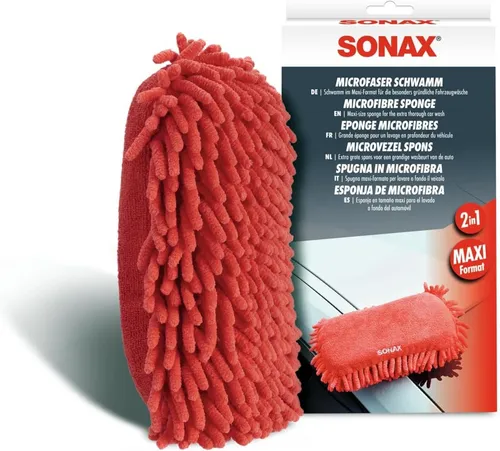 SONAX Microfaser Schwamm 2 in1 MAXI Format Auto Pflege Reinigungs Schwamm groß