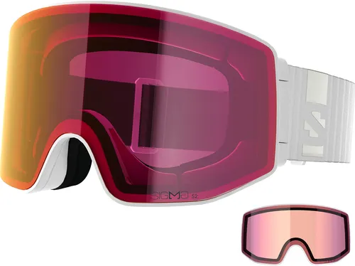 SALOMON Herren Skibrille GOGGLES SENTRY PRIME SIGMA WHITE/PR - Erlebe mit der Sentry Prime von Salomon perfekten Sichtkomfort und coolen Style. Die innovativen SIGMA™-Scheiben bieten klare Sicht bei wechselnden Bedingungen und sind schnell wechselbar – ideal für jeden Ski-Abenteuer.