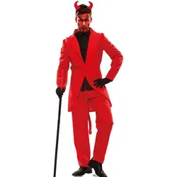 Fyasa Kostüm Teufel Lucifer für Erwachsene - Kostüm für Erwachsene in Größe XL, aus 100% Polyester, ideal für Karneval oder Halloween mit auffälligem Teufel-Design.