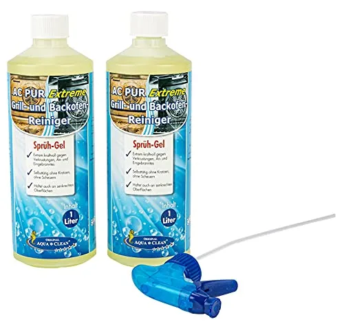 AQUA CLEAN PUR Extreme Sprühgel für Backofen & Grill 2x 1l - Grillreiniger, entfernt mühelos extreme Verschmutzungen ohne Kratzen - ideal für Backöfen, Grills und Fritteusen.