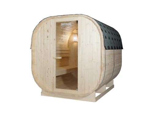 HOME DELUXE Outdoor Sauna CUBE XL - Hochwertige Fasssauna aus robustem Fichtenholz, für langanhaltende Wärme und Entspannung im Garten