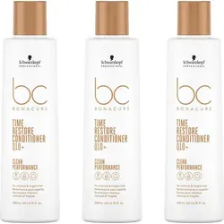 BC Bonacure Time Restore Conditioner 3x200 ml - Der Bonacure Time Restore Conditioner pflegt reifes Haar intensiv und entwirrt es mühelos. Mit einer speziellen Formel sorgt er für sichtbar glänzendes Haar. Ideal für die tägliche Anwendung und mit veganer Rezeptur.