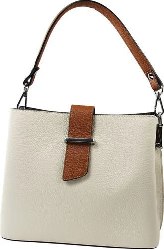 Toscanto Damen Schultertasche aus Leder in Beige - Elegante Toscanto Schultertasche aus hochwertigem Leder in Beige. Ideal für stilvolle Anlässe, bietet diese Tasche mit ihrem Reißverschluss und der italienischen Handarbeit einen perfekten Mix aus Funktionalität und Design.