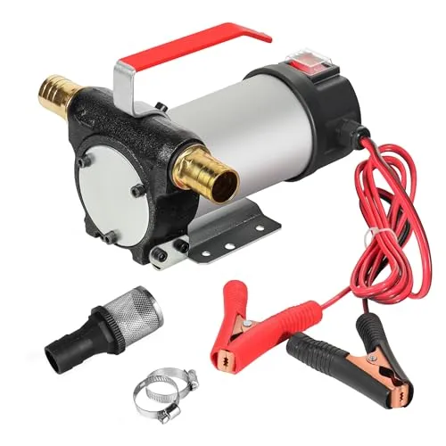 WilTec Bio Dieselpumpe 12V, 40l/min - Tragbare Heizölpumpe - Öl-Umfüllpumpen mit selbstansaugender Funktion und einer Förderhöhe von 10m, ideal für effizientes Umfüllen von Heizöl.