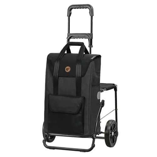 ANDERSEN Komfort Shopper Senta 2.0 - stilvoller Einkaufstrolley - Einkaufstrolleys mit 49 L Volumen, wasserabweisend, klappbar und mit Sitzfunktion für entspanntes Einkaufen ohne Schleppen.