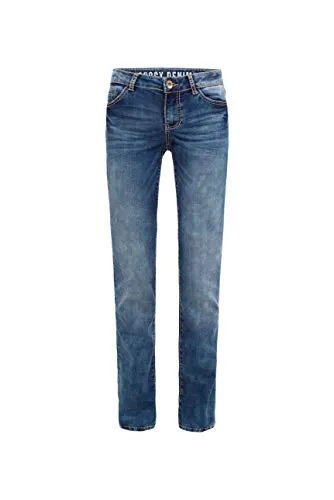 SOCCX Regular-fit-Jeans für Damen - Casual Jeans in klassischer Stone-Used-Optik mit elastischem Material für perfekten Komfort. Ideal für die entspannte Garderobe.