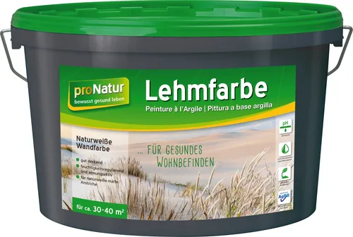 proNatur Lehmfarbe 5 l - Schimmelresistente Innenfarbe in Weiß, ideal für alle Wohnräume. Waschbar und vielseitig einsetzbar auf verschiedenen Untergründen.