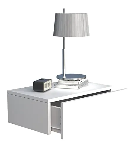 VCM Nachtschrank Usal M 45 cm - Weiß - Stylisches Wandboard mit Schublade, ideal als Nachttisch. Maße ca. H. 15 x B. 45 x T. 30 cm, bietet praktische Ablagefläche und Stauraum für Utensilien.