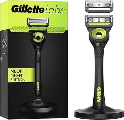 Gillette Labs Men's Razor, Neon Night Edition with Reusable Handle and 2 Refill
